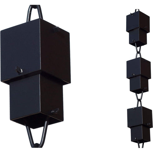 Aluminum Multi Cube Rain Chain Replacement Downspout for Gutters, Black Powder Coated
